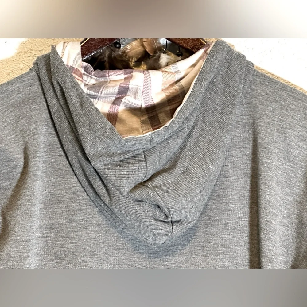 Maurices Fleece Hoodie with Plaid Hood Graphic Long Sleeve Sweatshirt Size M - Picture 14 of 16